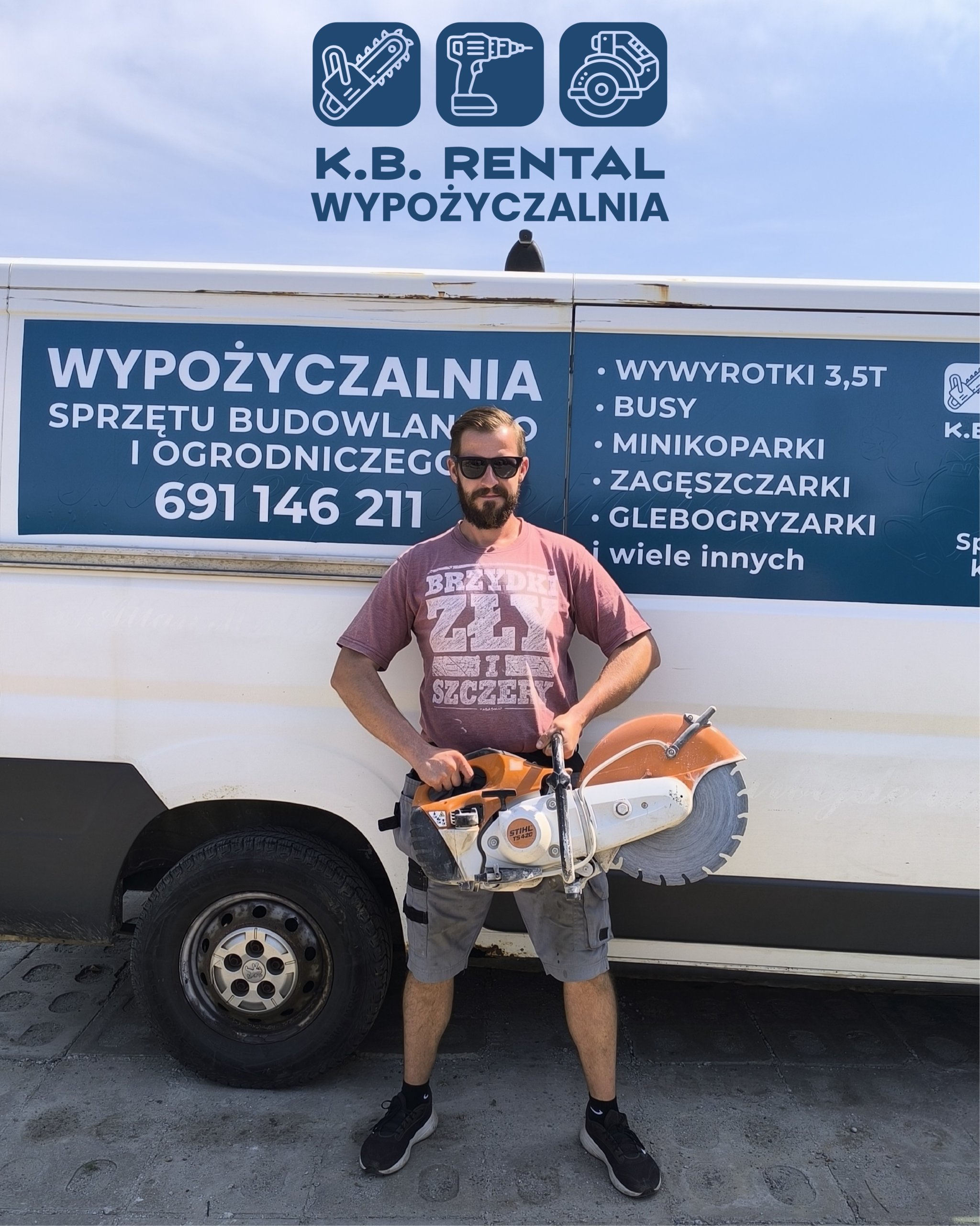 Przecinarka do betonu podczas pracy w Tarnobrzegu
