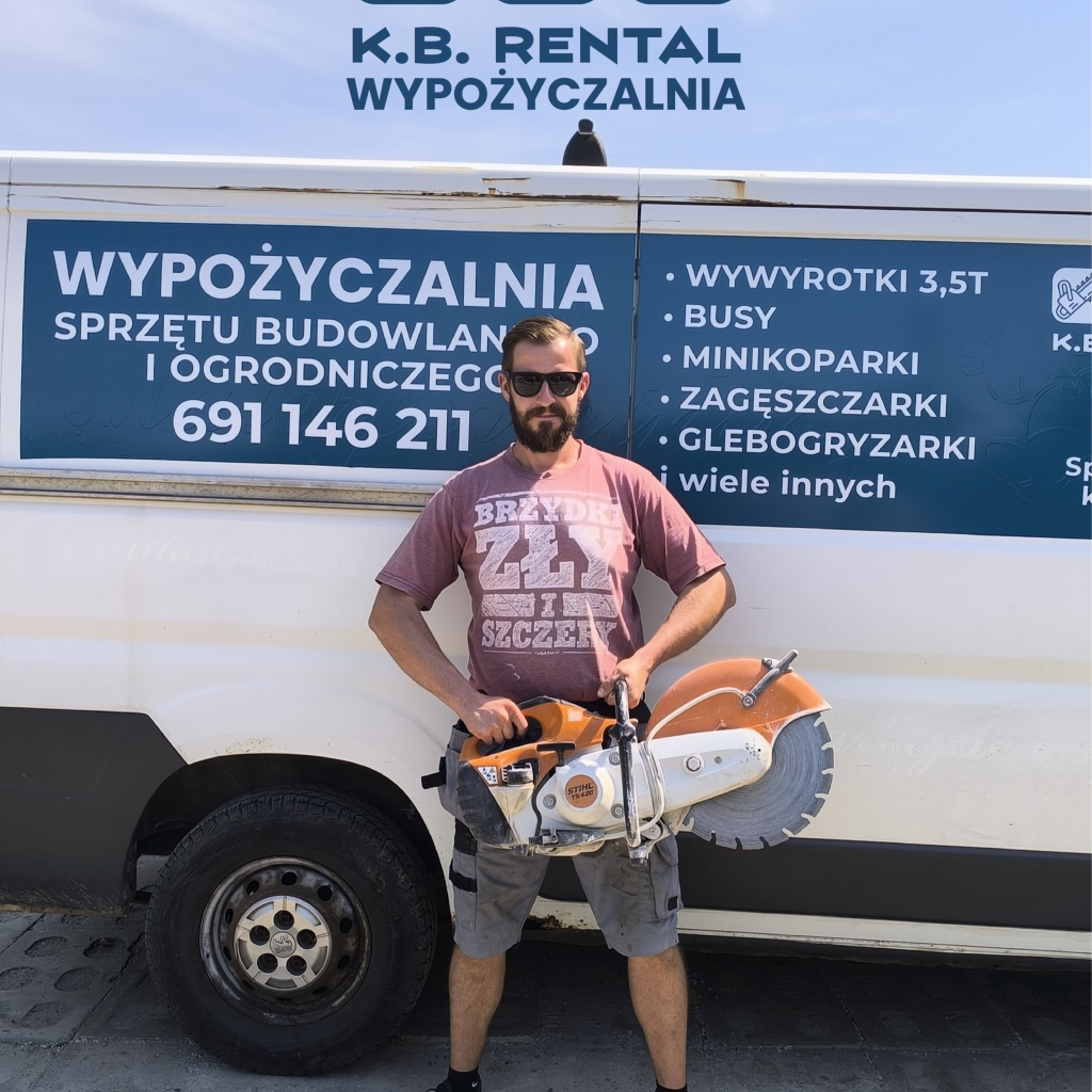 Przecinarka do betonu podczas pracy w Tarnobrzegu